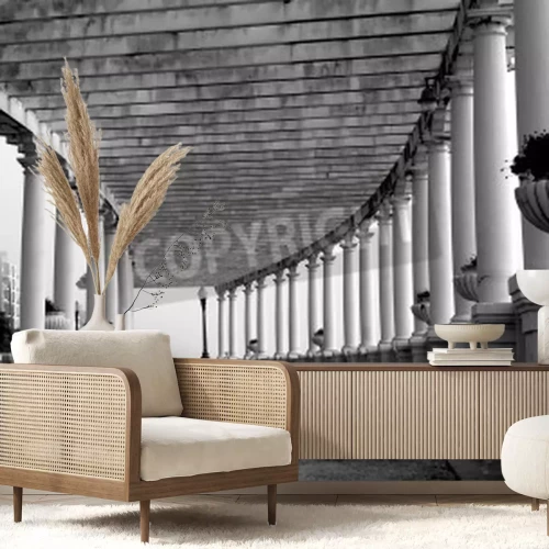 Fototapete Schwarz-weißer Blick auf Gebäude Porto