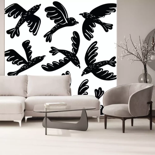 Sticker Silhouetten schwarze Vögel