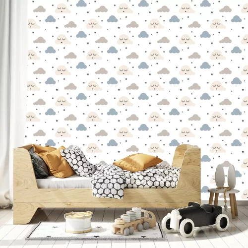 Tapete Blau-graue schlafende Wolken