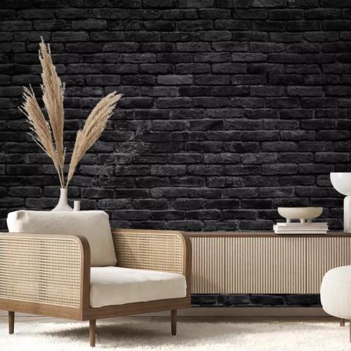 Fototapete Schwarze Ziegelmauer-Imitation