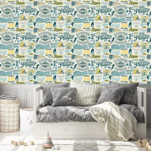 Tapete American Football - Muster im Vintage-Stil