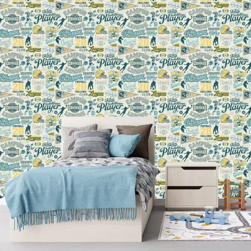 Tapete American Football - Muster im Vintage-Stil