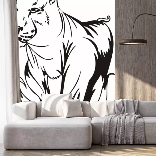 Sticker Wilde Tiere Panther schwarze Linien