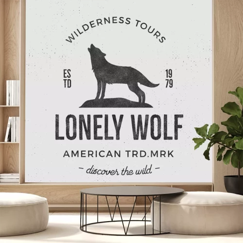 Sticker Silhouette eines heulenden Wolfs und Aufschriften Grafik
