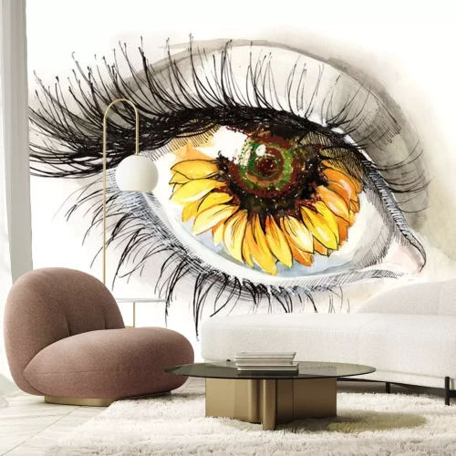 Sticker Sonnenblume in einer Pupille