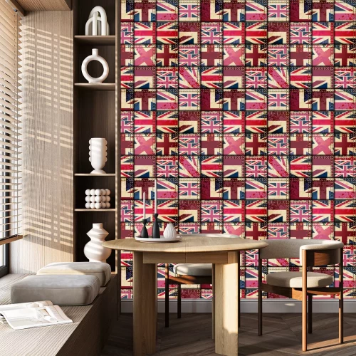 Tapete Weinlese-London-Muster