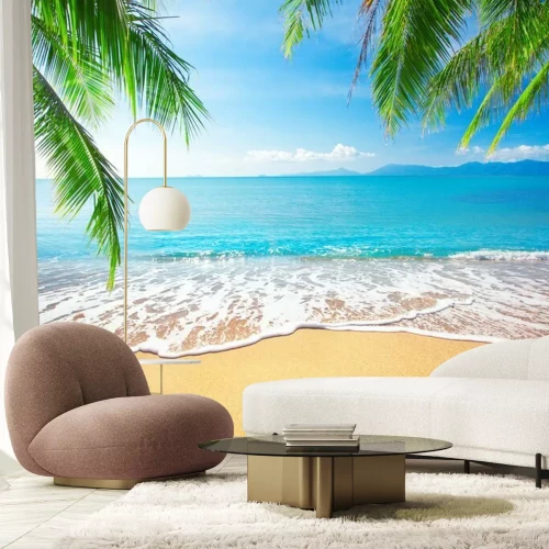 Fototapete Palmen auf tropischem Strand