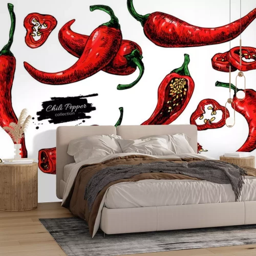 Sticker Chili Pepper Hand gezeichnet Vektor-Illustration. Gemüse künstlerischen Stil Objekt. Isoliert heiß scharf