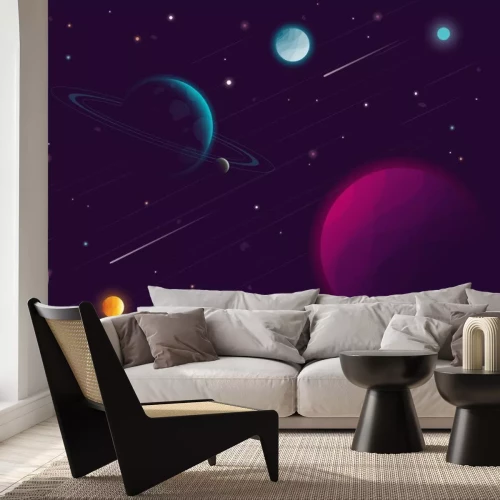 Sticker Bunte Planeten und Sternschnuppen