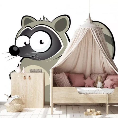 Sticker waschbär cartoon lustig tier maskottchen