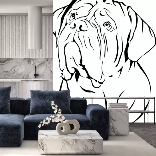 Sticker Tiere Hund Porträt Grafik weiß-schwarz