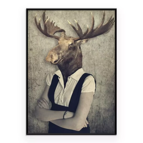 Poster Ein Elch in Menschenkleidung
