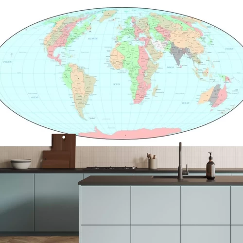 Sticker Politische Weltkarte mit Zeitzonen