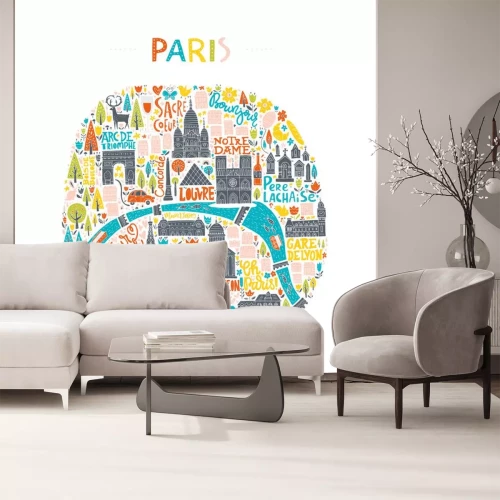 Sticker Handgezeichnete Paris-Karte
