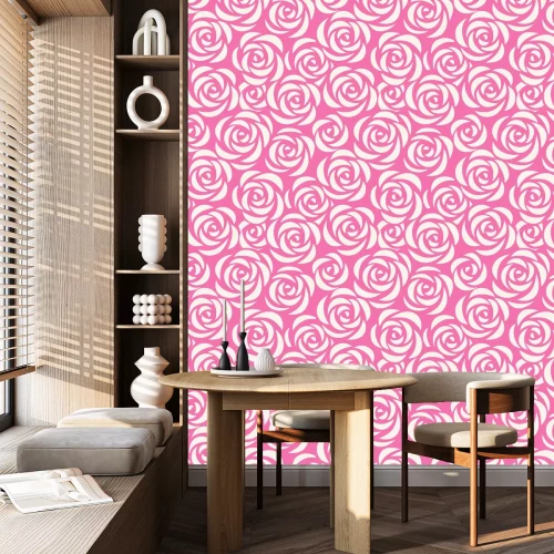 Tapete Rosen blau und Hortensien schwarzer Hintergrund