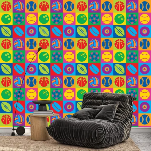 Tapete Pop-Art-Sport-Bälle