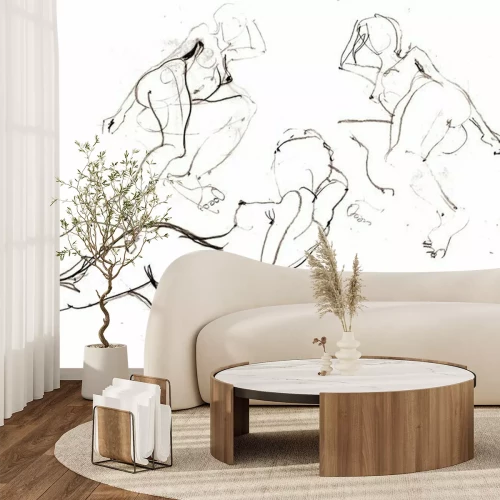 Sticker Hand zeichnen Bild. Scan der Skizze nackte Frauen