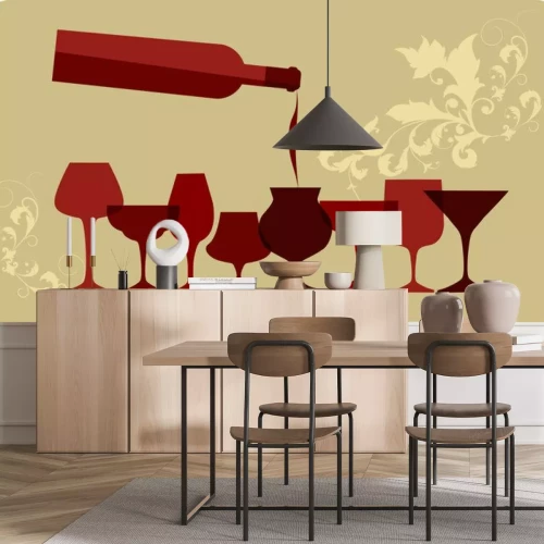 Sticker Gießen von Wein in Gläser Wein