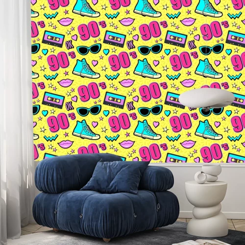 Tapete Mund mit ausgestreckter Zunge und Inschrift