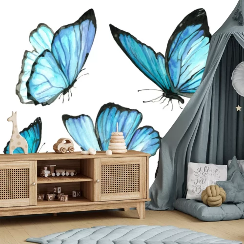 Sticker Tropische Schmetterlinge mit hellblauen Flügeln