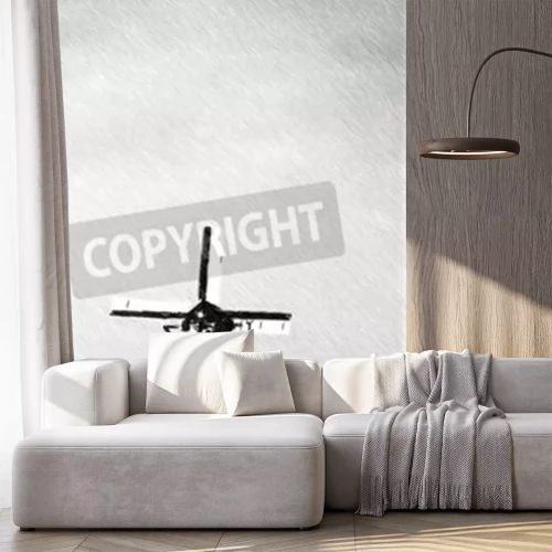 Fototapete Schwarz-weiße Windmühle