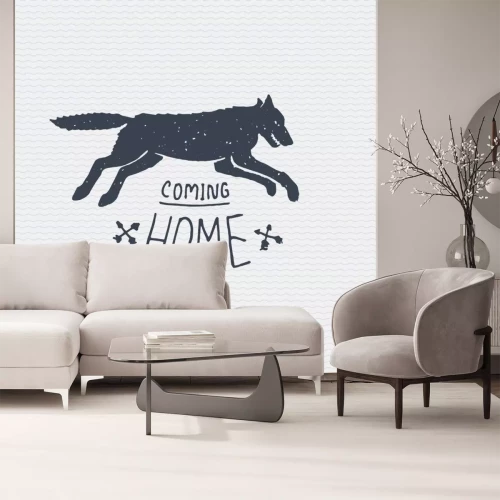 Sticker Laufender Wolf und Aufschrift zum Thema Home