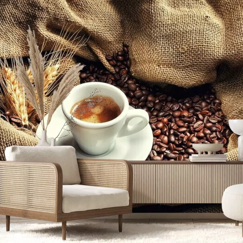 Fototapete Espressokaffee und Bohnen