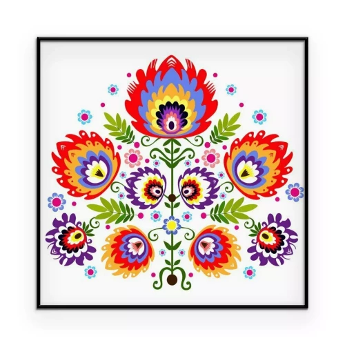 Poster Ludowy wzór - kwiaty