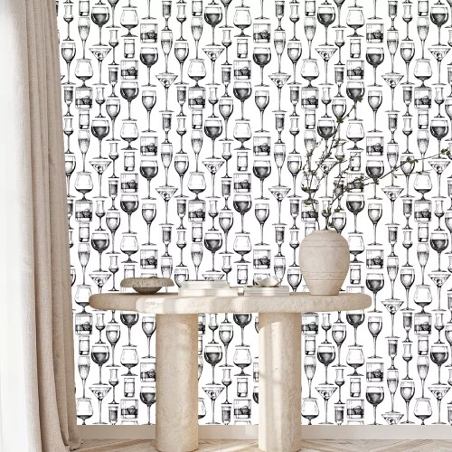 Tapete Nahtlose Muster mit verschiedenen Gläser Becher