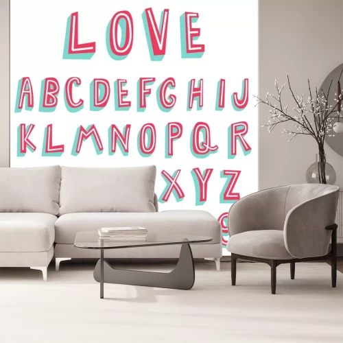 Sticker Alphabet und Zahlen in rosa und weiß