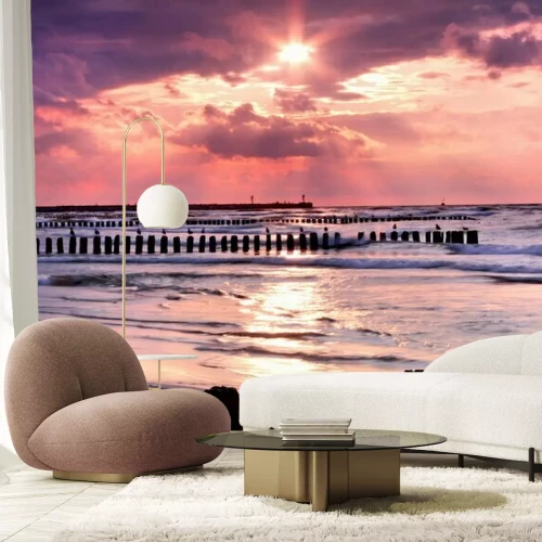 Fototapete Violetter Sonnenuntergang an der Ostsee