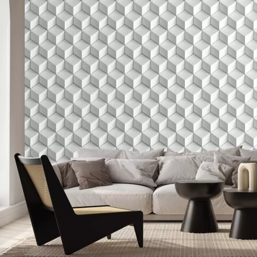 Fototapete Weiße 3D-Quadrate