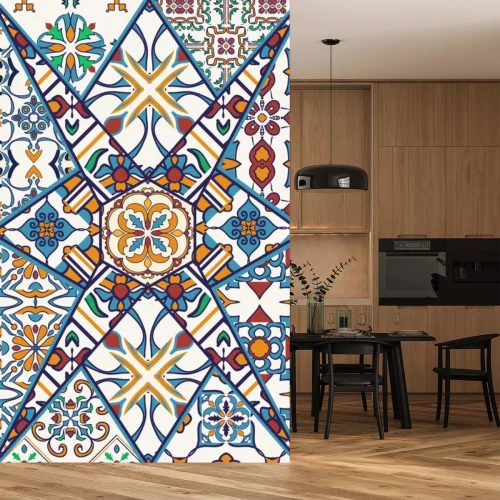 Sticker Vector dekorativen Hintergrund. Mosaik-Patchwork-Muster für Design und Mode