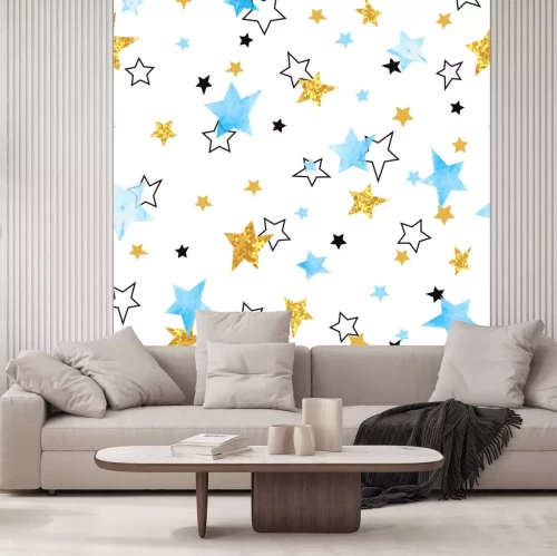 Sticker Sterne weiß schwarz gelb blau 3d