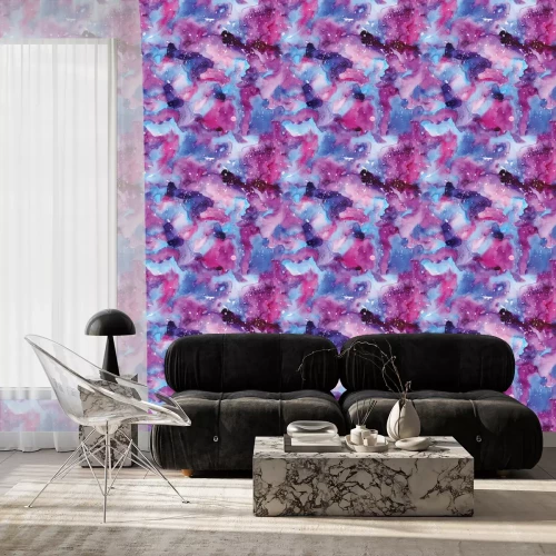 Tapete Aquarell-Galaxie-Illustration. Nahtlose Muster.