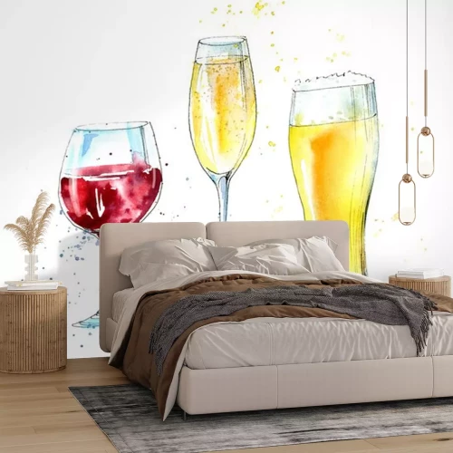 Sticker Bier Wein und Champagner Zeichnung