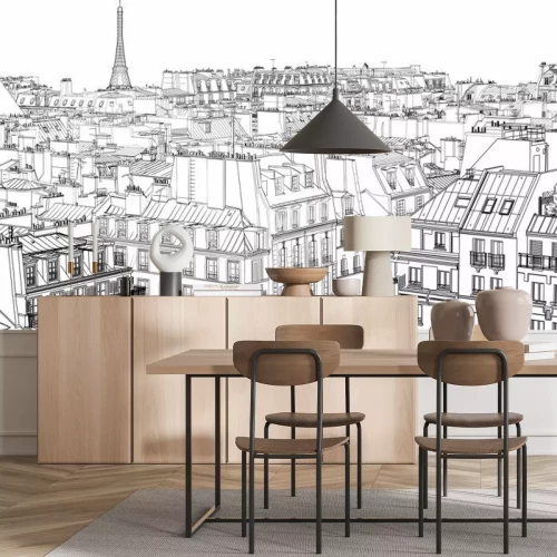 Fototapete Paris schwarz-weißes Panorama