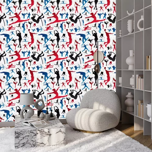 Tapete Olympia Sport-Silhouetten-Muster