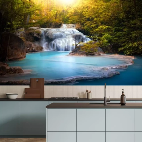 Fototapete Kleiner Wasserfall im Dschungel