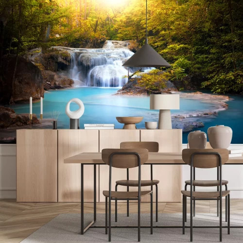 Fototapete Kleiner Wasserfall im Dschungel