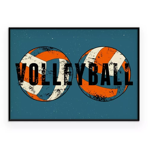 Poster Volleyball typografisches Vintages Schmutzartplakat. Retro-Vektor-Illustration.