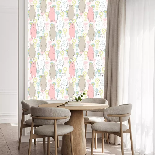 Tapete Vector nahtlose Muster mit Bären und Blumen