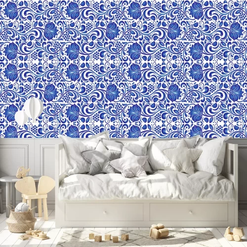 Tapete Traditionelle russische Vektor nahtlose Muster in gzhel Stil. Kann für Banner, Karte, Poster, Einladung, Etikett etc. verwendet werden.