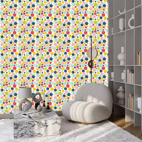 Tapete Motiv mit bunten Kreisen in verschiedenen Größen