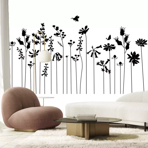 Sticker Schwarze Silhouetten von Blumen