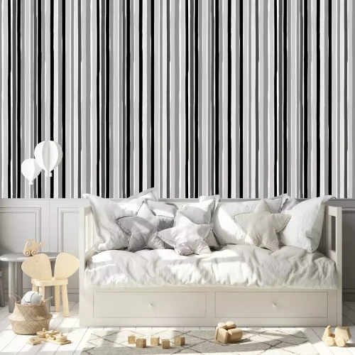 Tapete Muster mit vertikalen Streifen in Grautönen