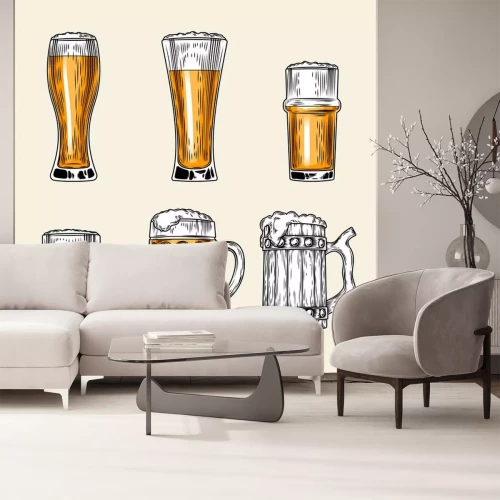 Sticker Verschiedene Biergefäße Zeichnung