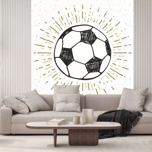 Sticker Vintage-Label, Hand gezeichnet Fußball, Fußball-Skizze, Grunge texturierte Retro-Abzeichen, Typografie Design T-Shirt Druck, Vektor-Illustration