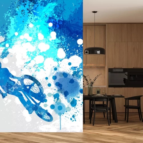 Fototapete Künstlerische Grafik mit einem Radfahrer