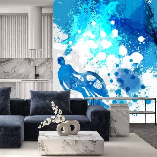 Fototapete Künstlerische Grafik mit einem Radfahrer